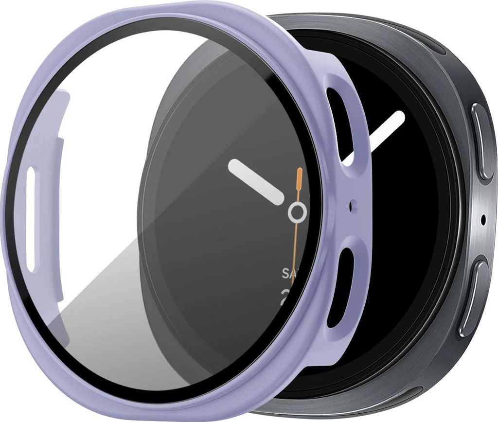 Bandz PC-Hartschalenetui mit Bildschirmschutz - passend für Samsung Galaxy Watch 8 - 40mm - Hartplastik-Schutzhülle - Vollschutz (lila)