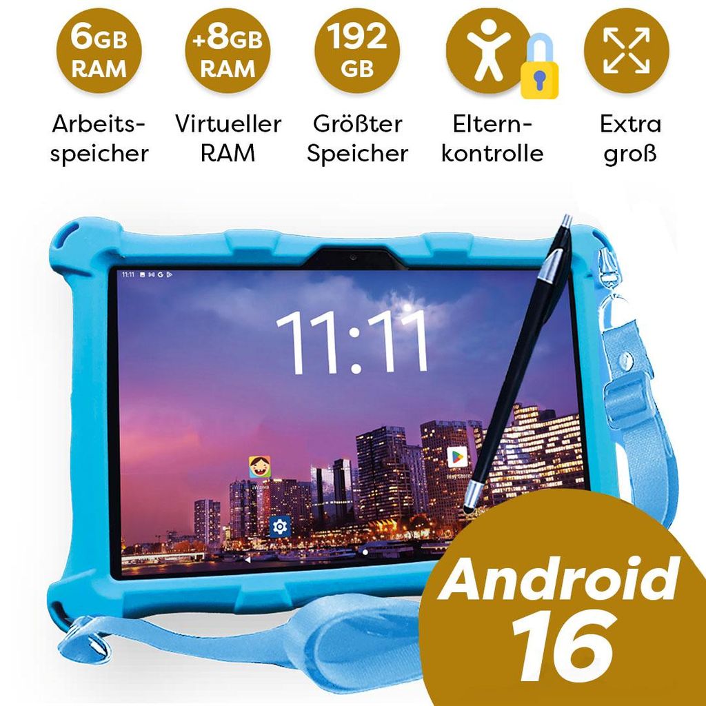 AngelTech Kindertablet XL PRO II - Android 16 - 6+8 GB RAM Produktbild 
