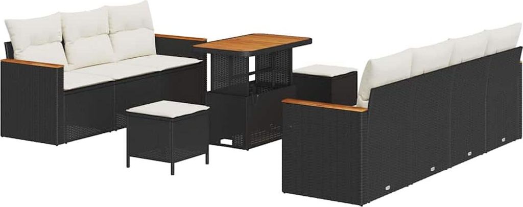 Gartensofa-set 10 pcs Schwarz Poly-Rattan
