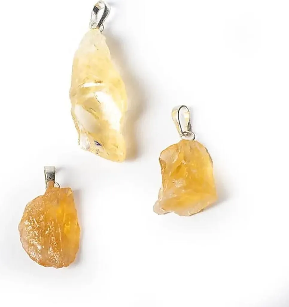 Lot de 3 pendentifs en pierre de citrine naturelle brute de 2,5 à 4 cm