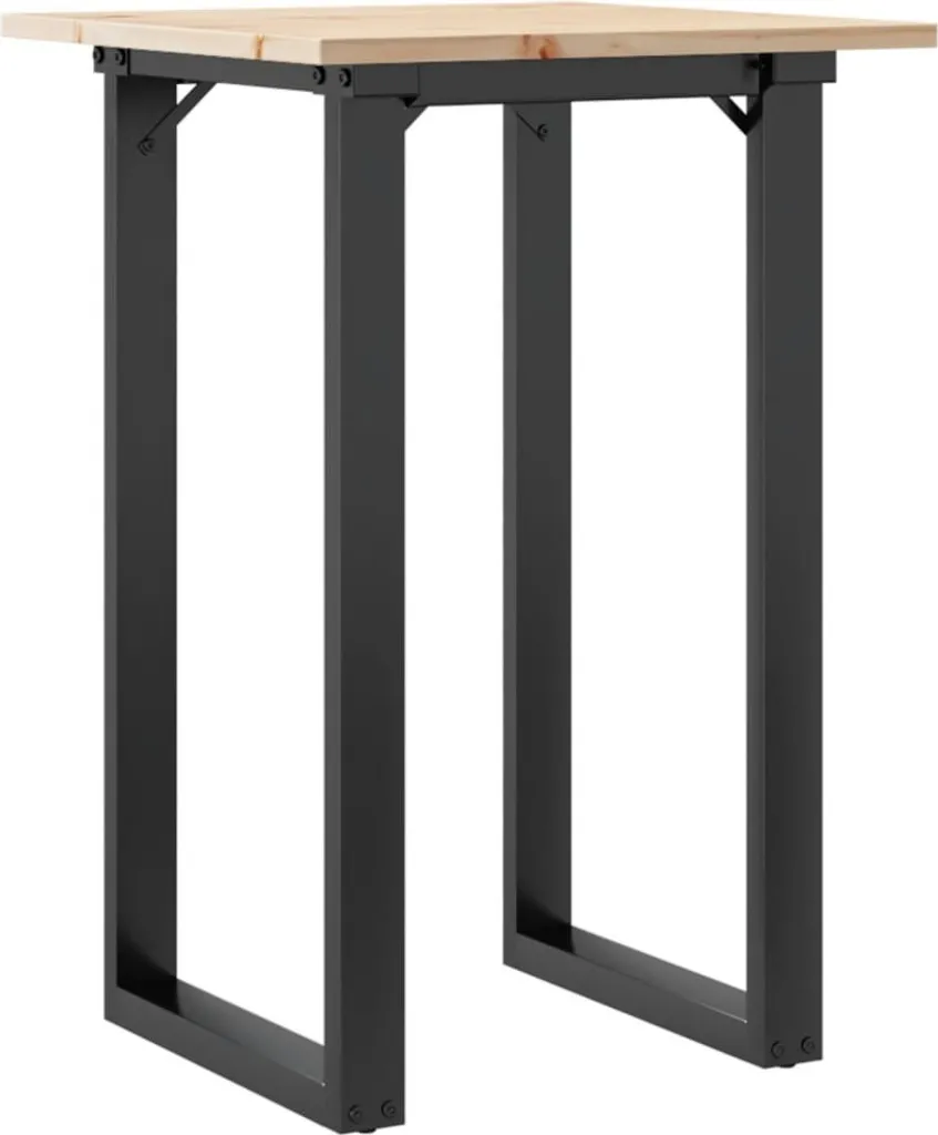 Tavolo da Pranzo Vintage 50x50 Legno Massiccio Pino Telaio a O Nero