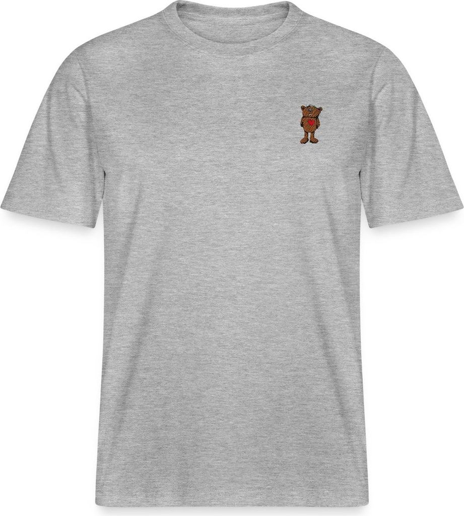 Spreadshirt Janosch Kleiner Bär Stick Relaxed Fit Uni T-Shirt, S, Grau meliert