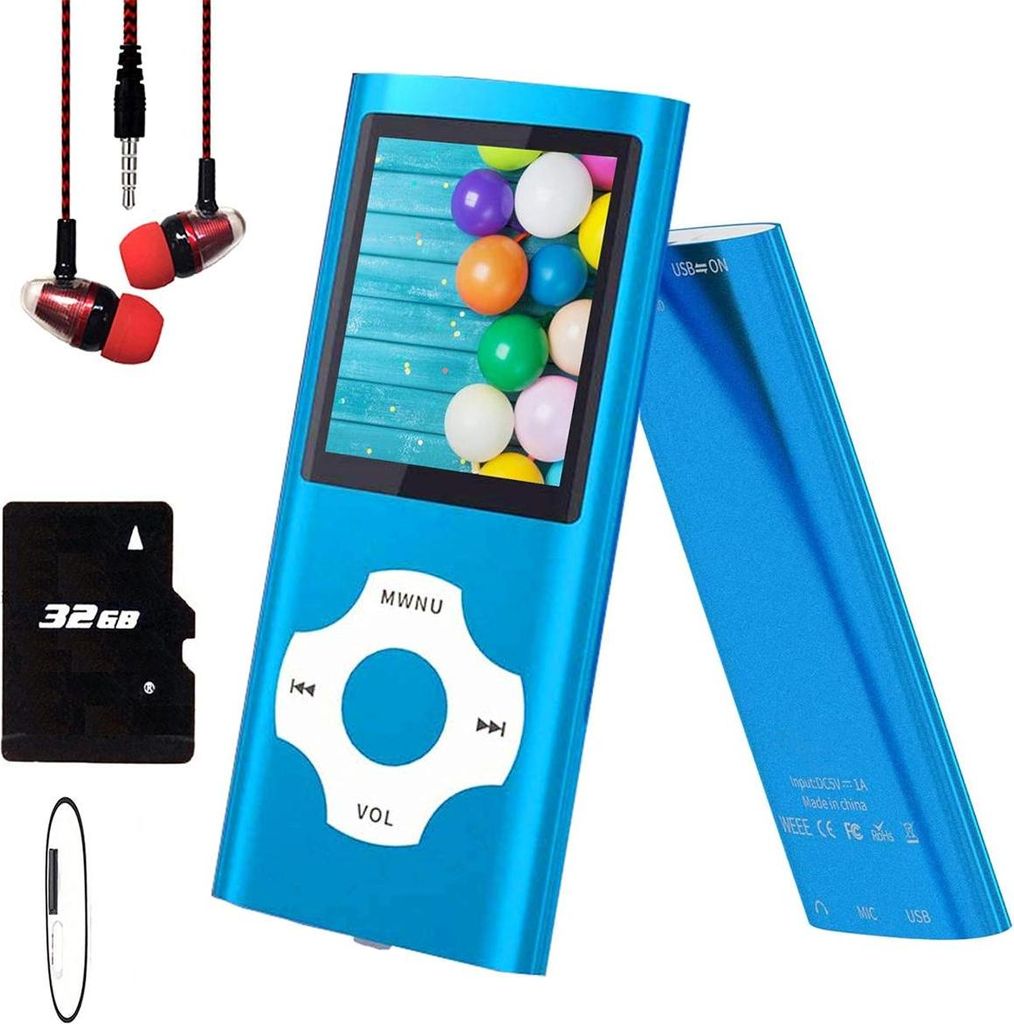 MP3-Player/MP4-Player, Hotechs MP3-Musikplayer mit 8 GB Speicherkarte, schlankem, klassischem 1,82-Zoll-LCD-Display, Mini-USB-Anschluss, FM-Radio u...