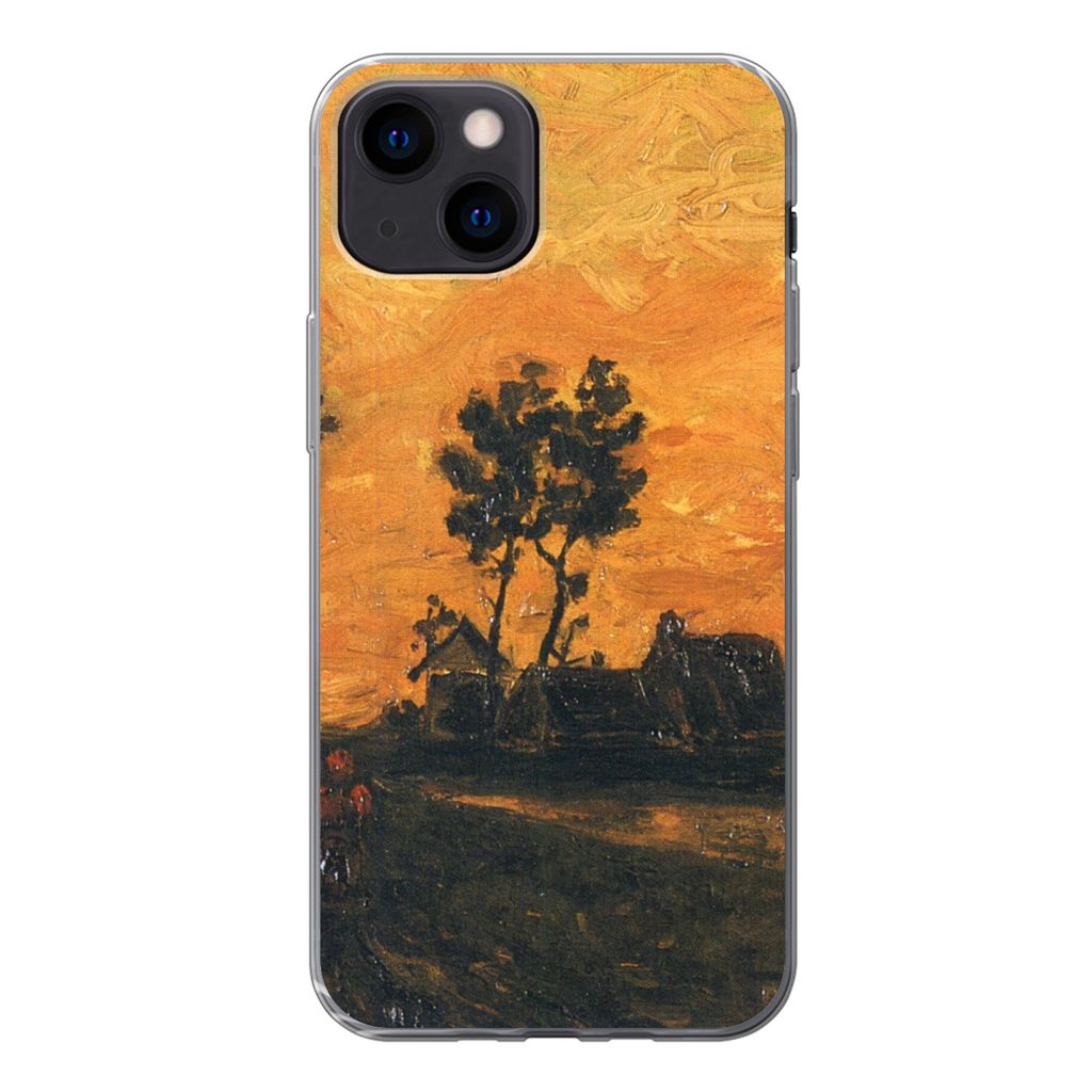 MuchoWow Handyhülle Schutzhülle Hülle für iPhone 13 mini Landschaft bei Sonnenuntergang - Vincent van Gogh Silikon Softcase Handy Hülle - So...