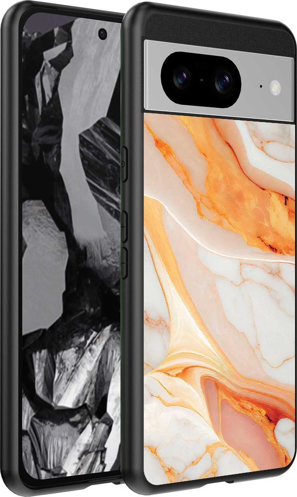 Geeignet für Google Pixel 8A Telefon Fall mit Marmor Druck - TPU zurück Abdeckung Fall Marmor Design - Orange - Smartphonica