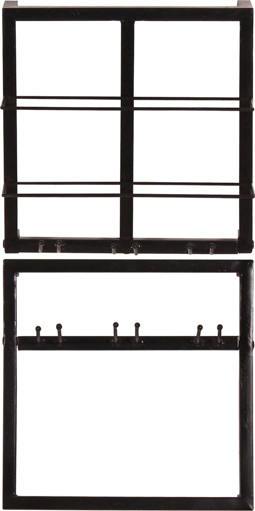 TPFLiving Weinregal-Set, 2-teilig Metall antikschwarz Produktbild 