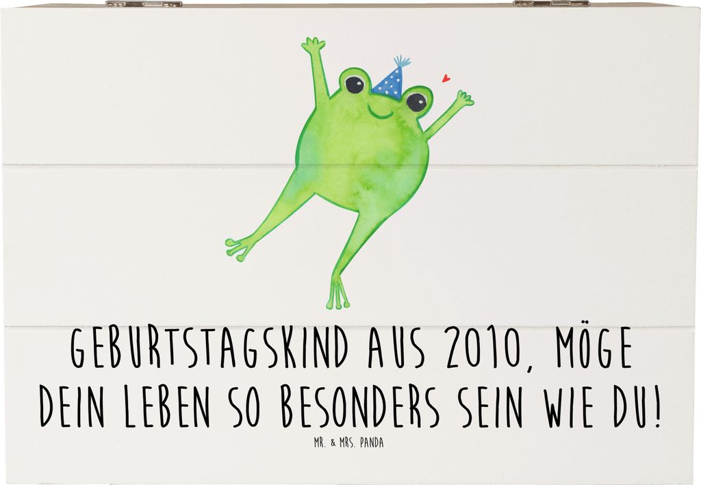 Mr. & Mrs. Panda truhe holz 2010 Geburtstag 22 x 15 cm - Weiß - Geschenk, Geburtstagskind aus, Geburtstagsgeschenk, persönliche Überraschung, Ja...