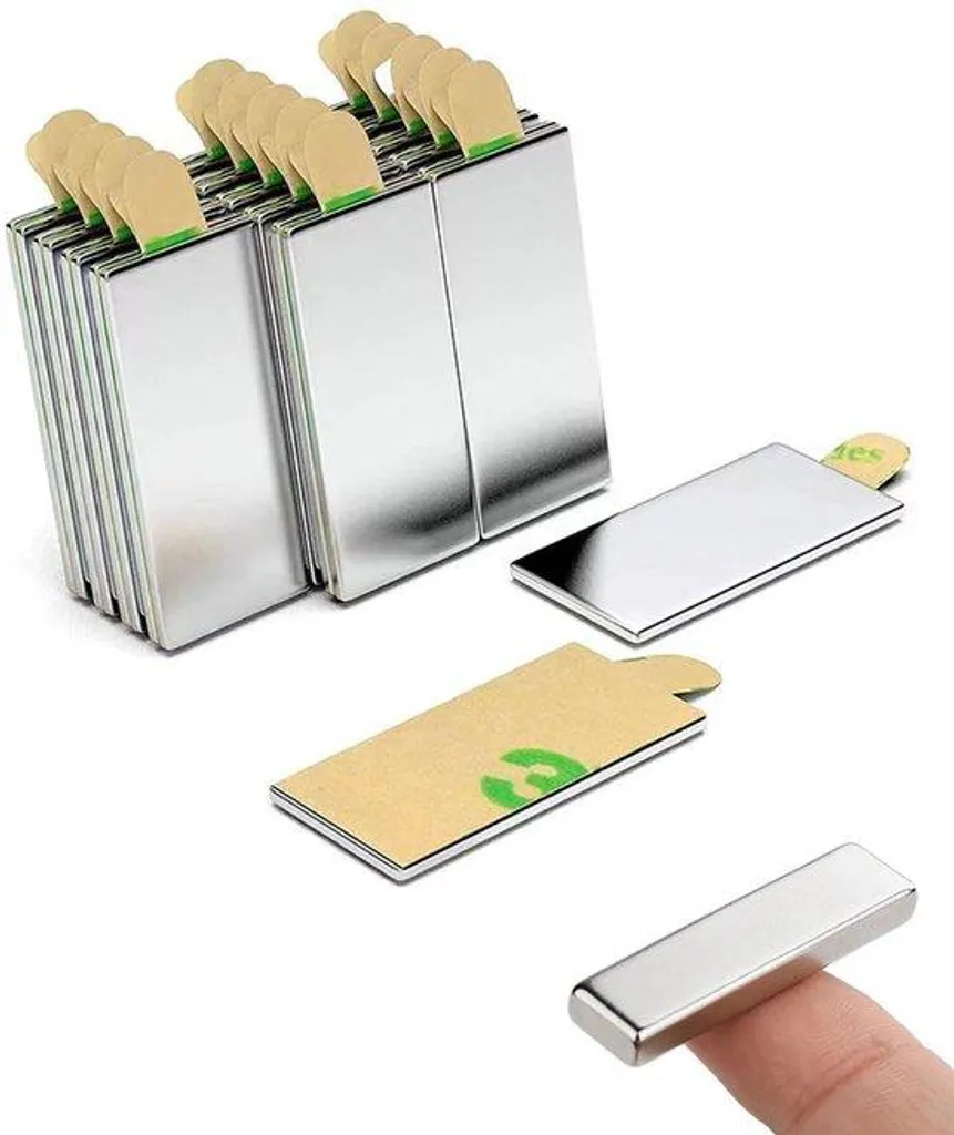 Bandes magnétiques adhésives en néodyme lot de 16 pièces rectangulaires