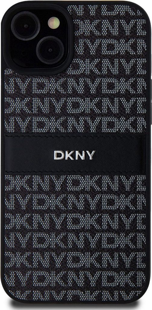 DKNY DKHCP15MPRTHSLK iPhone 15 Plus / 14 Plus 6.7" schwarz hardcase Leather Mono Stripe & Metal Logo Schutzhülle