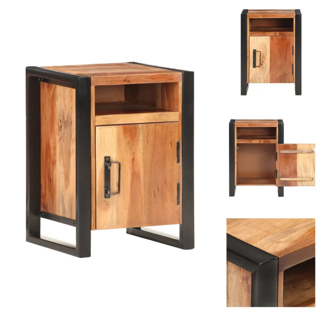 Table de nuit 40x35x55 cm en bois d'acacia massif finition palissandre
