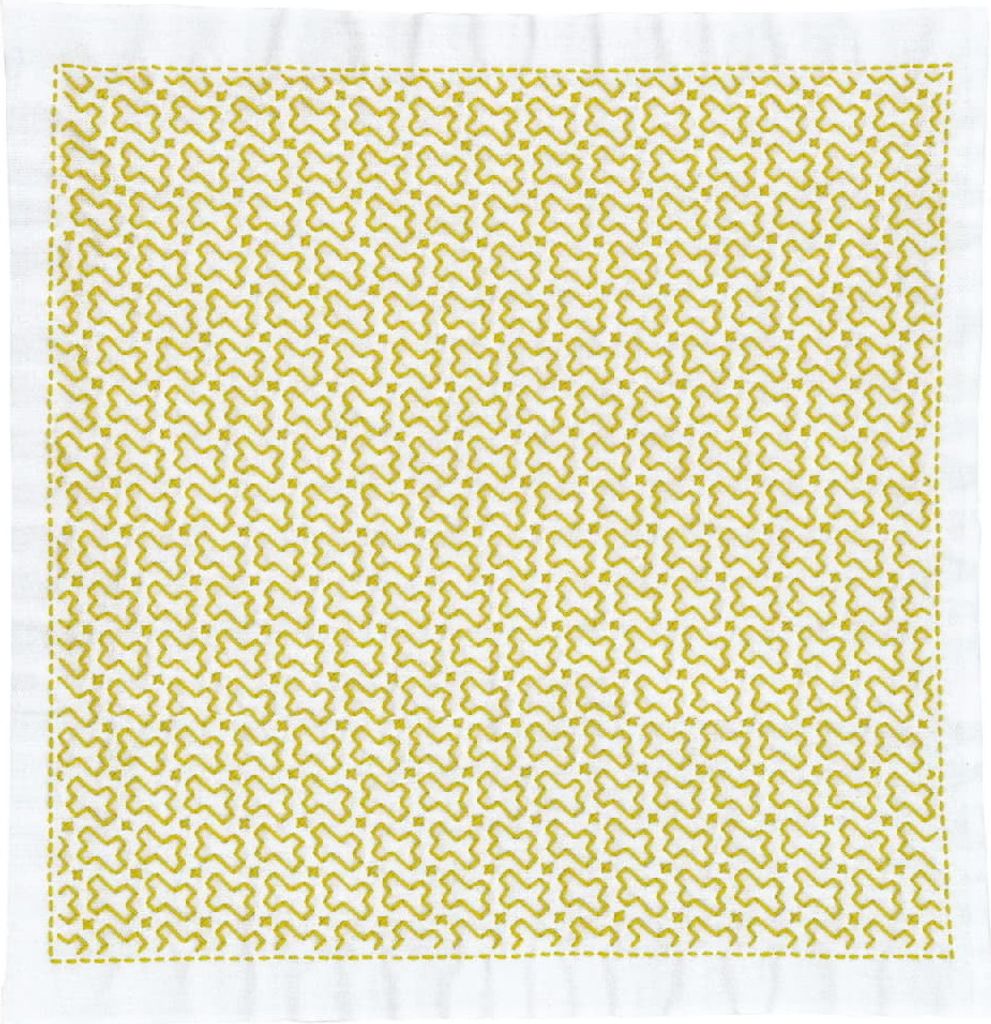 Olympus Hitomezashi Sashiko Stickpackung "Hana Fukin Nagashi-Jyuji", Stoff bedruckt, 34x34cm, Original aus Japan