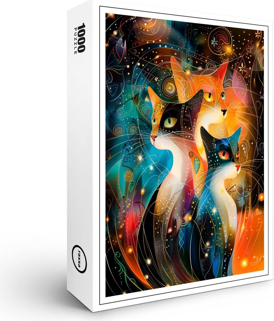 raxxa Premium-Puzzle "Abstract Cat Portrait Amidst Galactic Wonders", 1000 Teile
