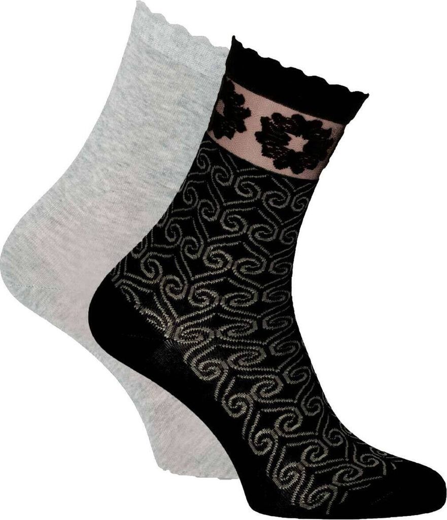 Socken mit Ornamenten Design 2-er Pack black.grau-35.38