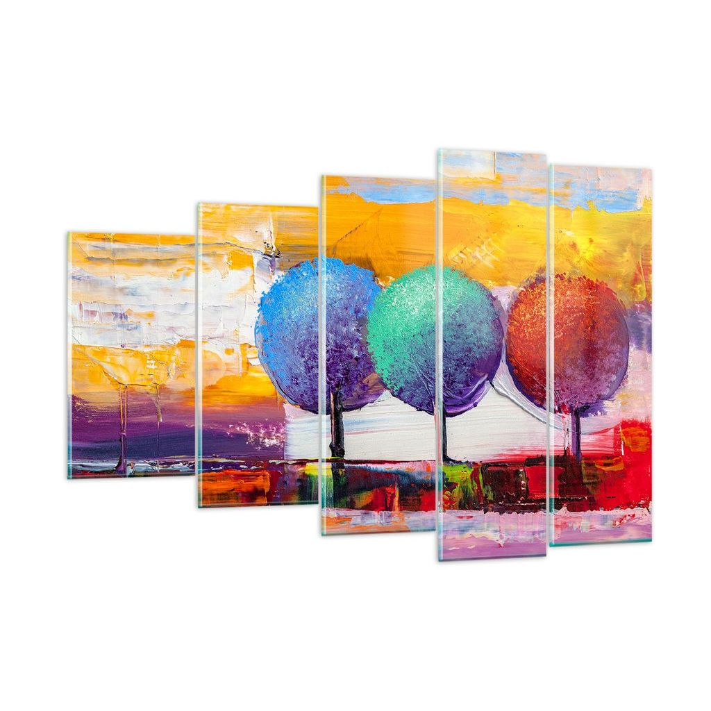 Bilder auf glas - Bäume Wiese Sommer - 150x100cm - Glasbilder - Wandbilder - Kunstdruck - zum Aufhängen bereit - Wanddekoration aus Glas - Glas B...