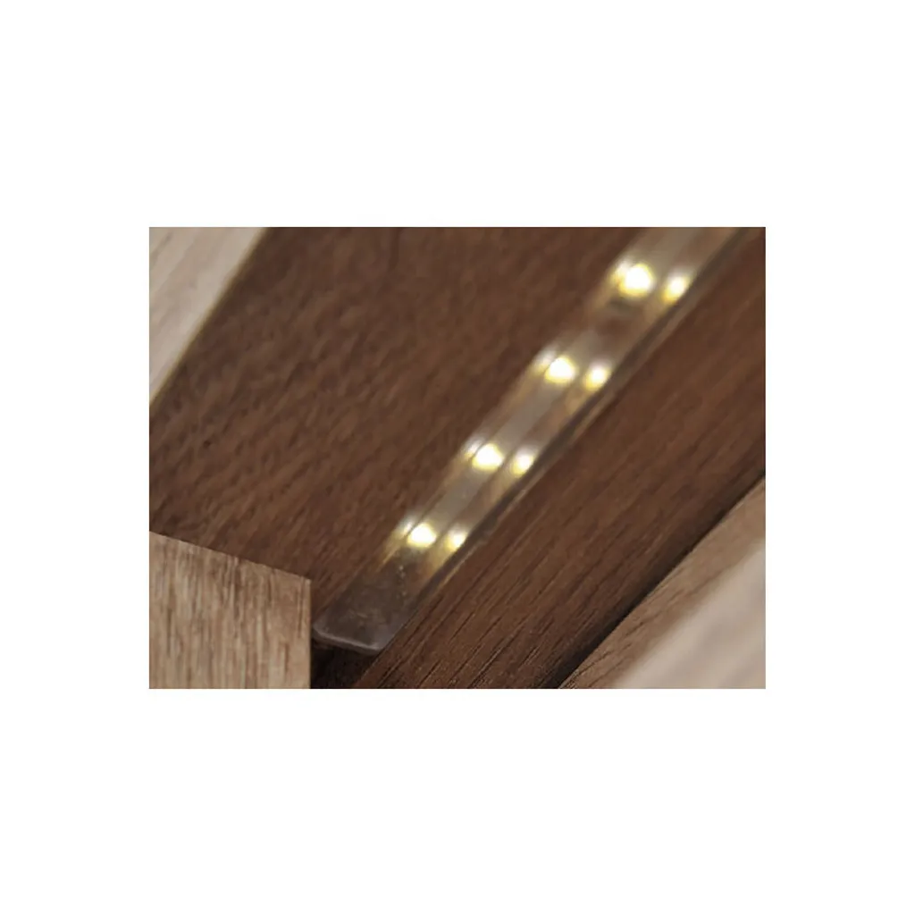 Argentier vitré blanc brillant et bois DURAZNO 3 avec LED - 3