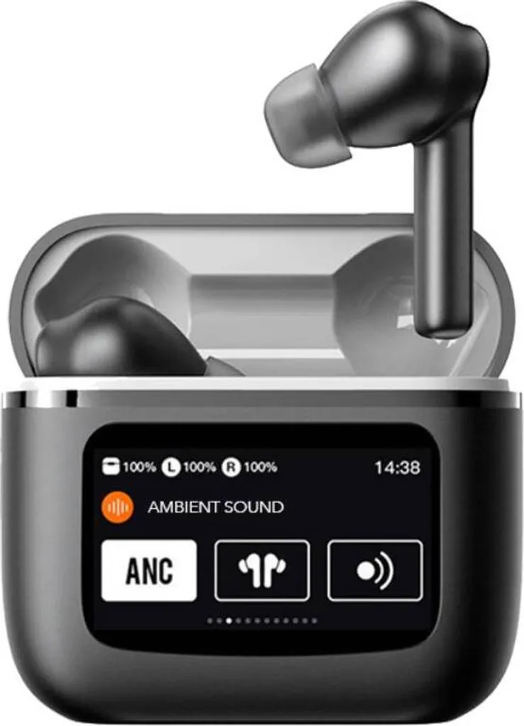Eko, TWS LCD ANC Cuffie Bluetooth 5.3 modello Astra, nero
