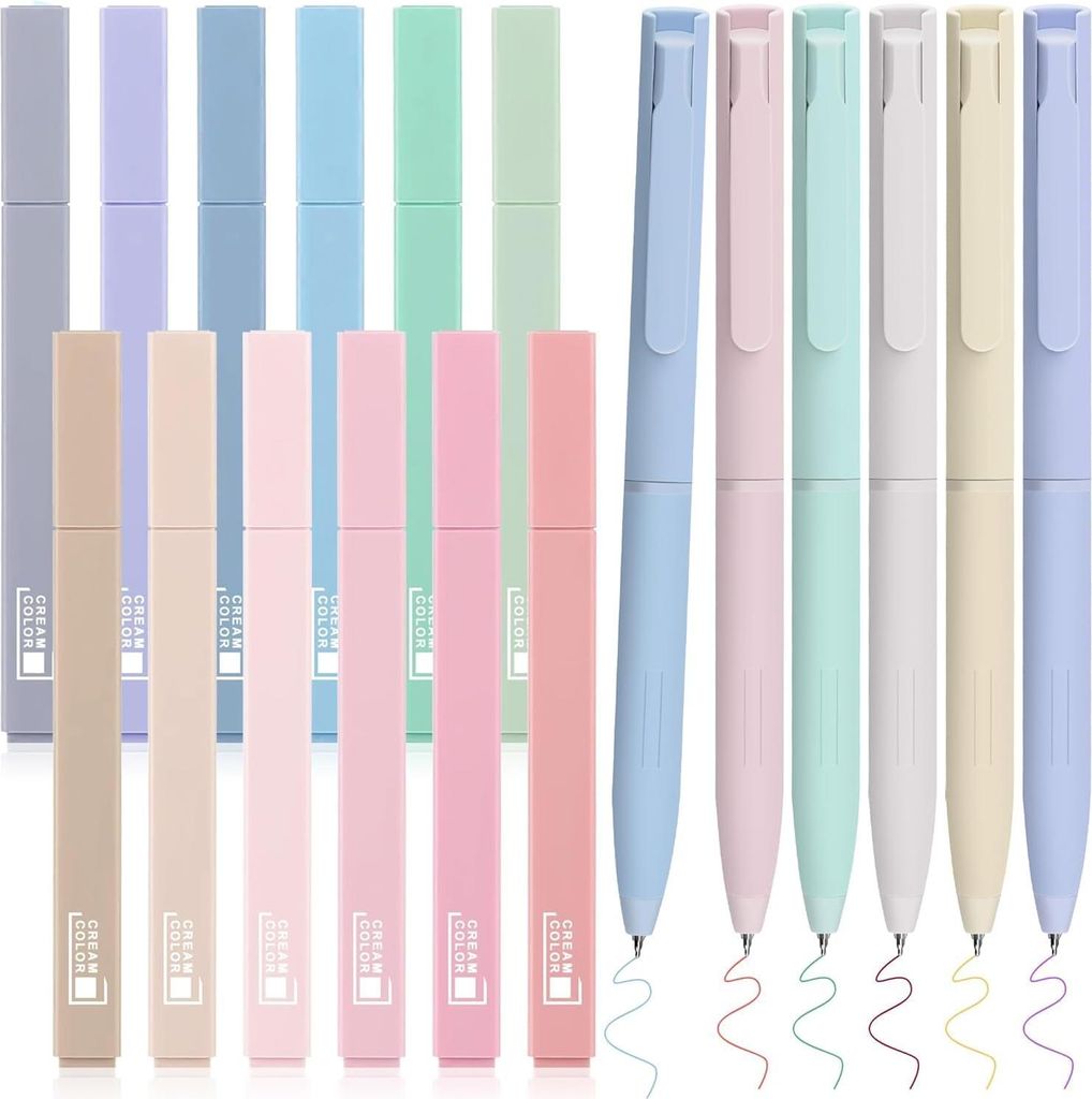 18 Textmarker Pastell Set, 12 Stifte Aesthetic Bible Highlighter und 6 Fineliner-Stiften, Pastell Textmarker Bibel Zubehör für Journal, Bibel, B...