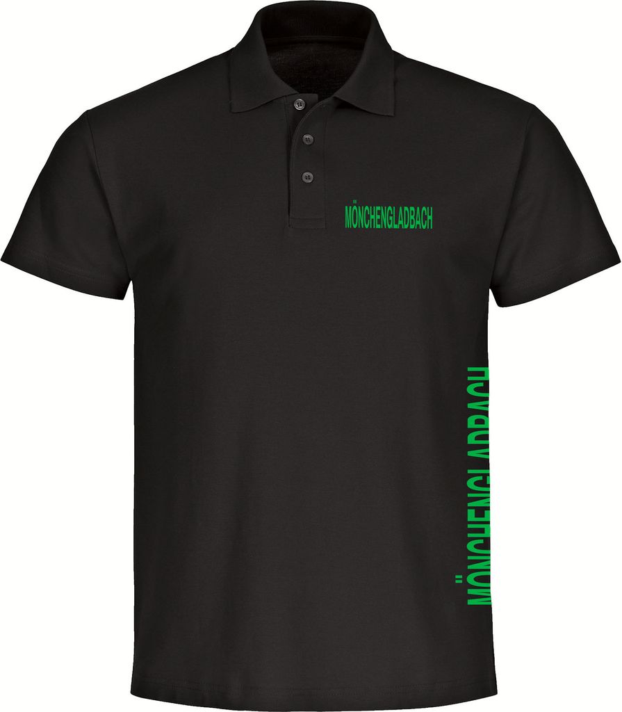 multifanshop Poloshirt - Mönchengladbach - Brust & Seite, schwarz, Größe M