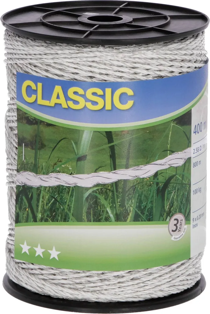 Fil Kerbl Classic 9 conducteurs inox pour clôture robuste de 400m