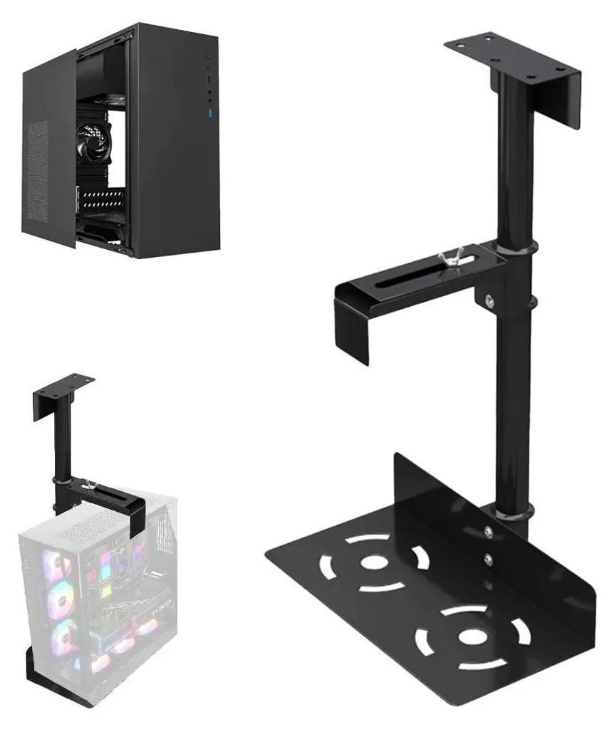 Support Sous-Table PC ES-Black - Fixation Murale Orientable 360° - 10