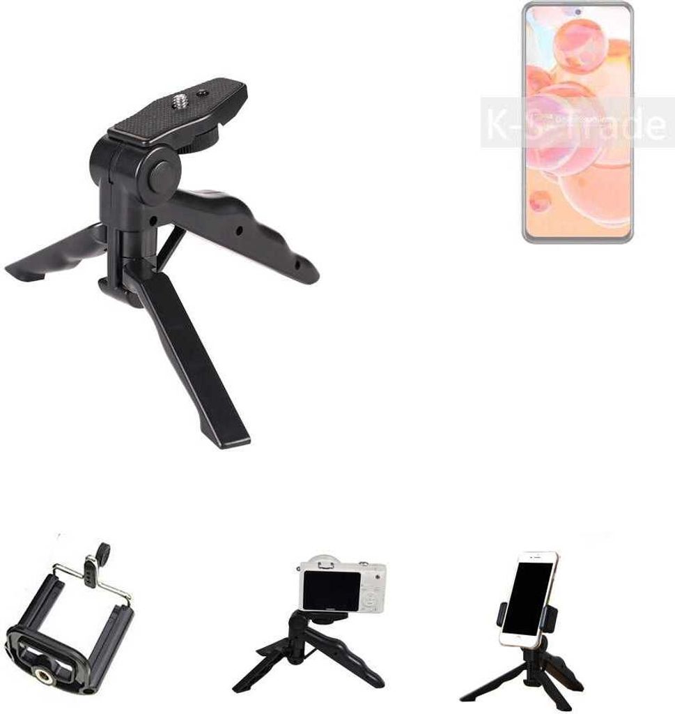 K-S-Trade Stativ Tisch-Ständer Dreibein Handy-Stativ Ständer kompatibel mit ZTE Blade V40 Pro Mini-Stativ Smartphone Tripod Handy-Stativ aus Plastik
