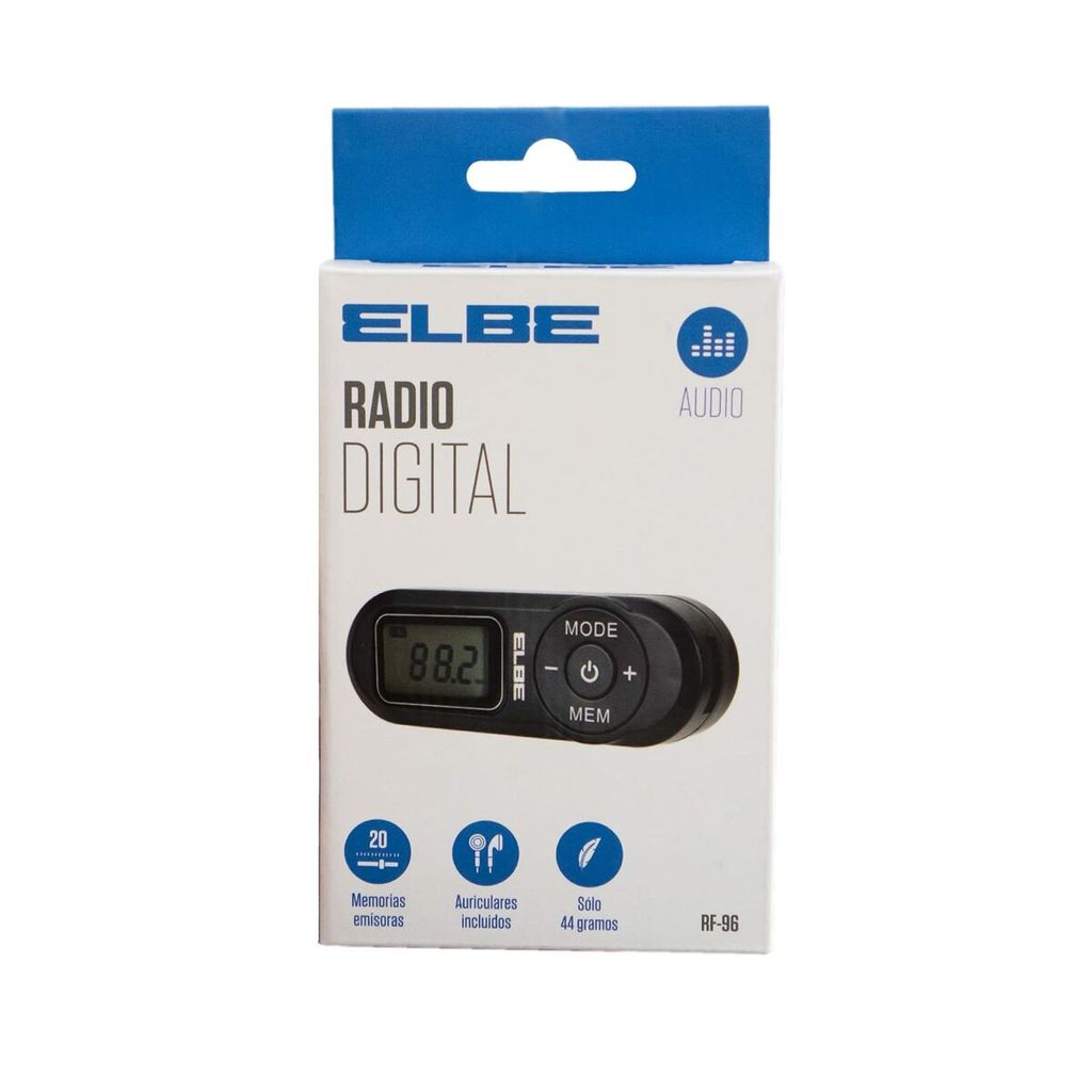 ELBE RF-96 Radio de Digital Pocket FM, automatische oder manuelle Sendersuche, inklusive Stereo-Kopfhörer, mit Nackenband, schwarz