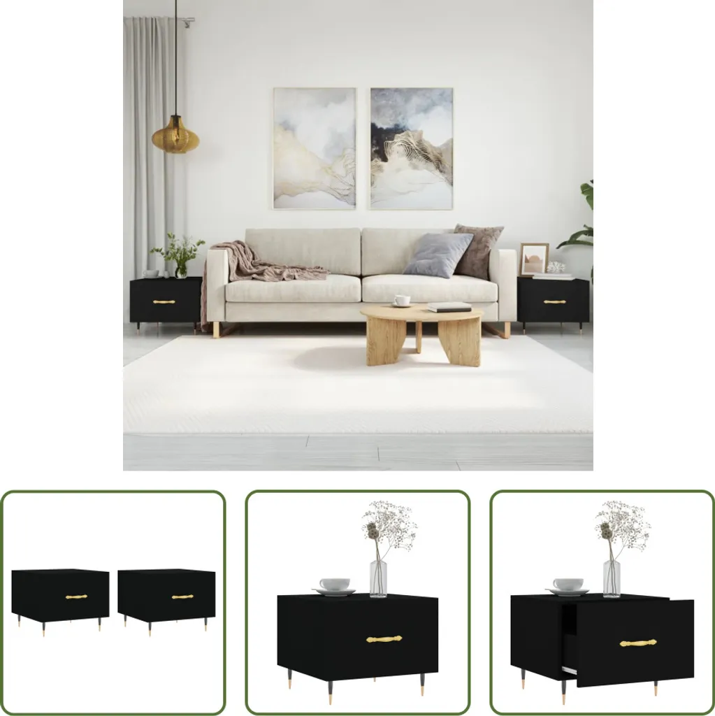 Arreda con Stile: Set 2 Tavolini The Living Store Neri 50x50x40