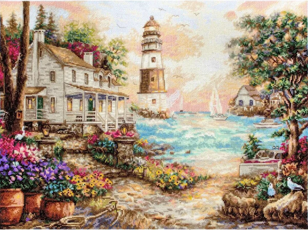 Broderie point de croix compté paysage marin Letistitch en 42x32 cm