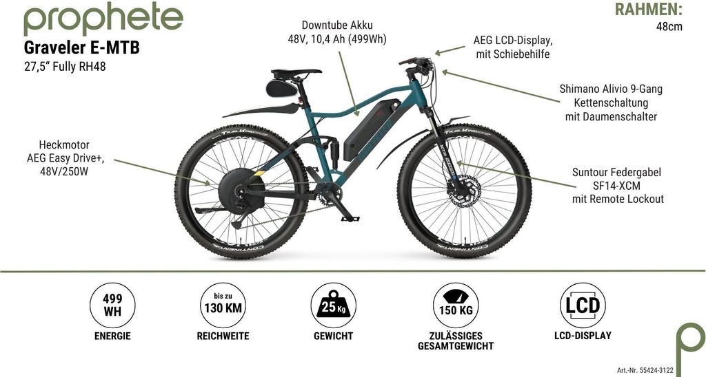 PROPHETE GRAVELLER Hinterradmotor MTB E-Bike 27,5", 499 Wh Produktbild 8