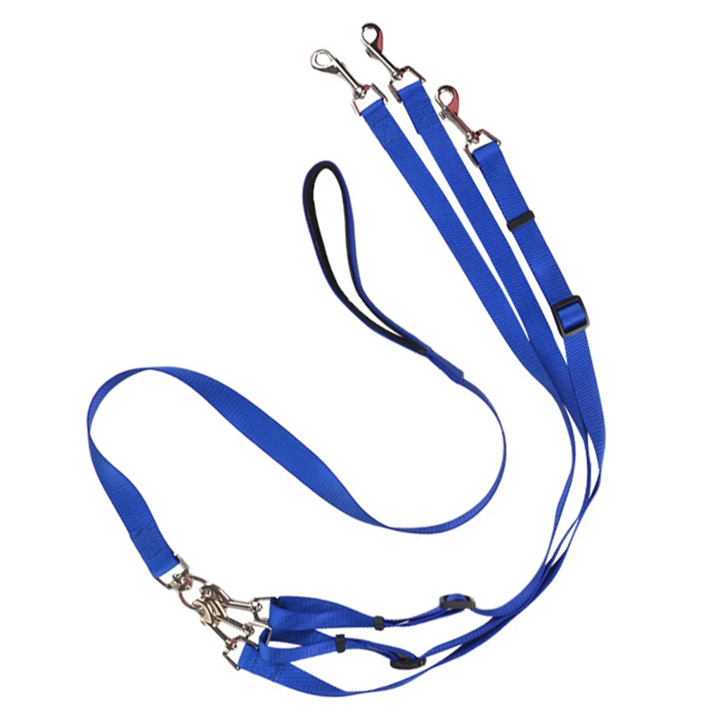 Offerta Guinzaglio Triplo Cani Nylon Blu | Resistente e Regolabile - 2