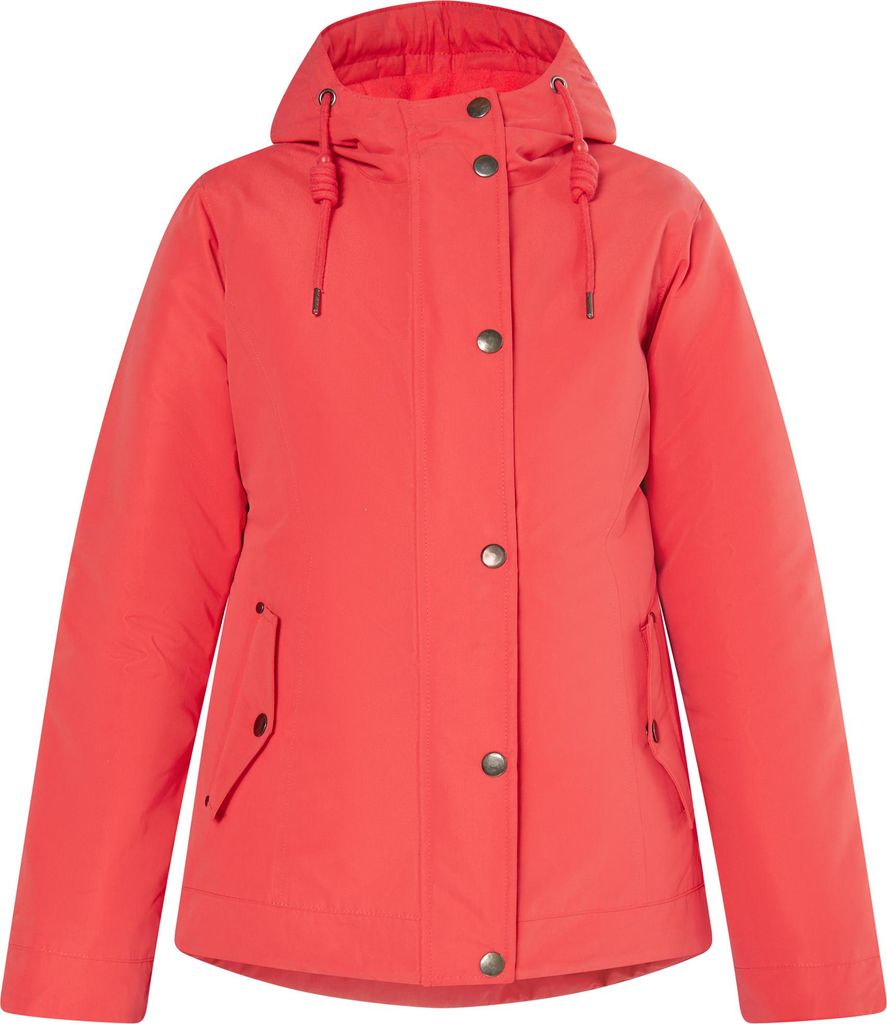 Klassische rote Damen Jacke mit Kapuze, Reißverschluss und abgerundetem Saum, Größe S