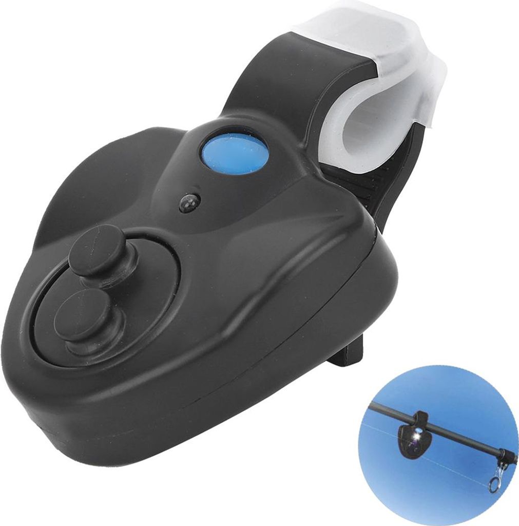 Elektronischer Angelbiss Alarm LED Light Fish Sound Bell Clip On Rod für Night Tackle AccessoriesBlack