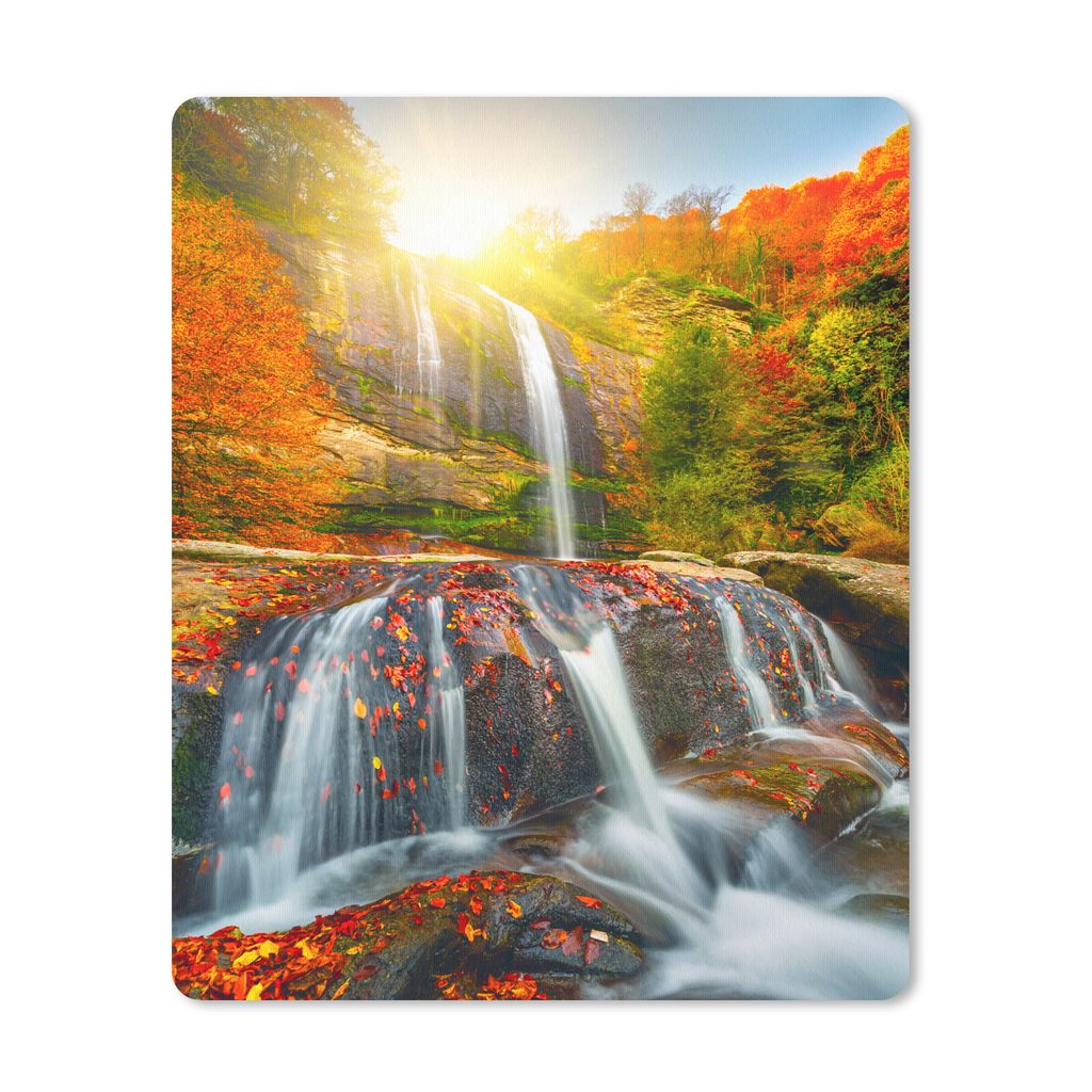 MuchoWow Mauspad Mousepad Wasserfall - Natur - Herbst - Rot - Wasser 30x40 cm - Mousepads - Maus Mat - Pad - Mausunterlage - Mausmatten