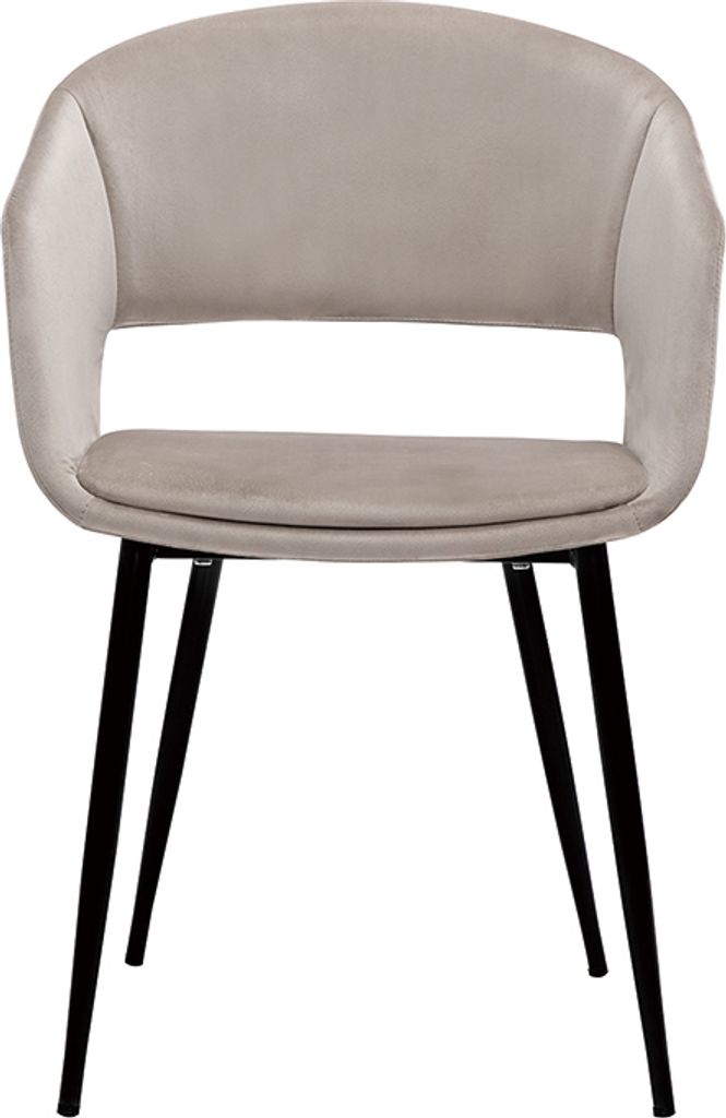 Miliboo - Design-Stuhl aus taupefarbenem Samt mit Füßen aus Produktbild 