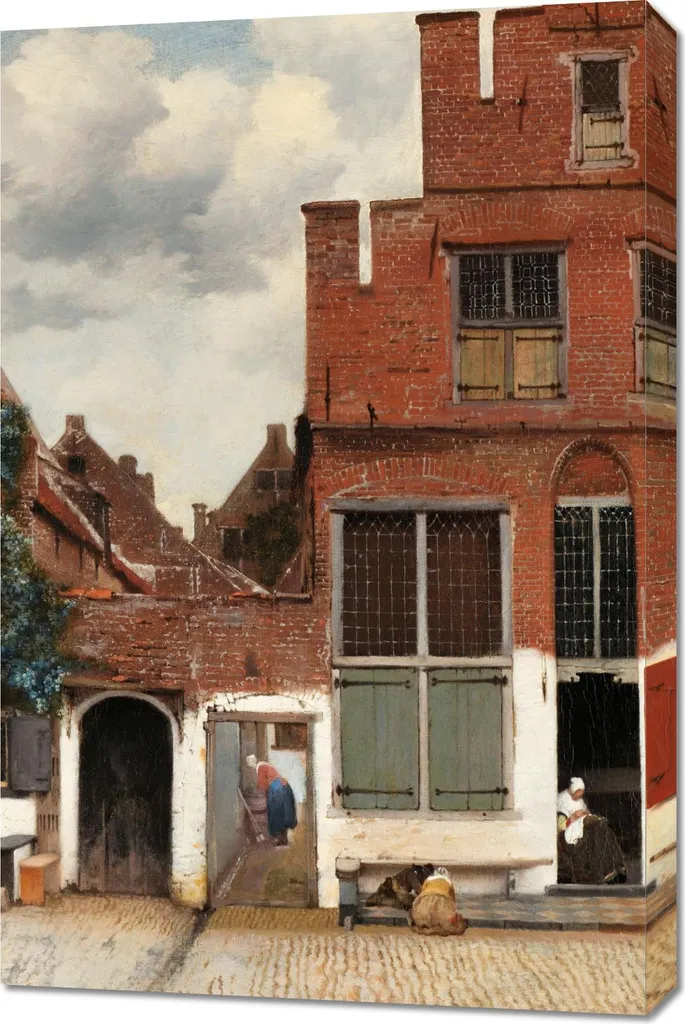 Quadro Vintage Vermeer La Piccola Via - Tela Decorativa 60x90 per Casa