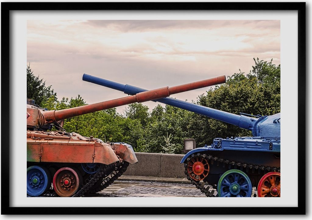 Bild - Bilderrahmen - 100 cm x 70 cm - MDF - Rahmen - Foto - Wandkunst zwei Tanks