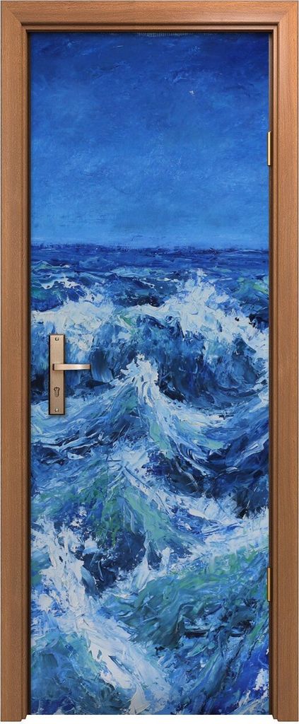 Türposter 70x200 cm Türaufkleber Türtapete Türfolie Klebefolie groß große tobende Wellen Sturm