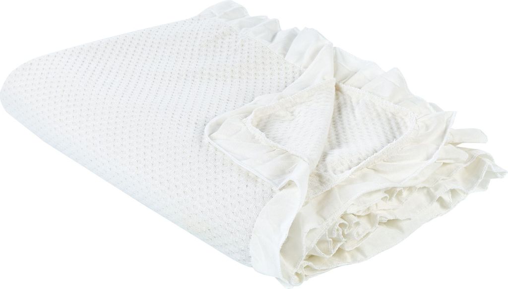 BELIANI Tagesdecke Cremeweiß aus Baumwolle 220 x 200 cm mit Rüschen Modern Elegant für Bett Sofa Schlafzimmer Wohnzimmer
