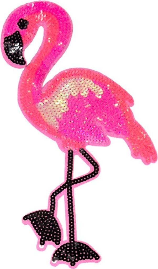 Aufnäher mit Flamingo-Pailletten-Emblem XL zum Aufbügeln Produktbild 