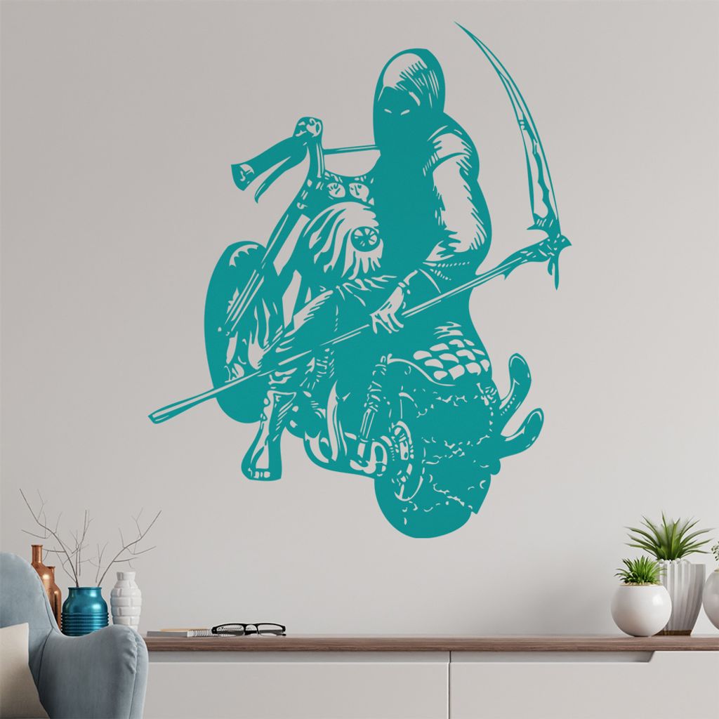 Biker - der Tod Wandtattoo in 6 Größen - Wandaufkleber Wall Sticker - Dekoration, Küche, Wohnzimmer, Schlafzimmer, Badezimmer
