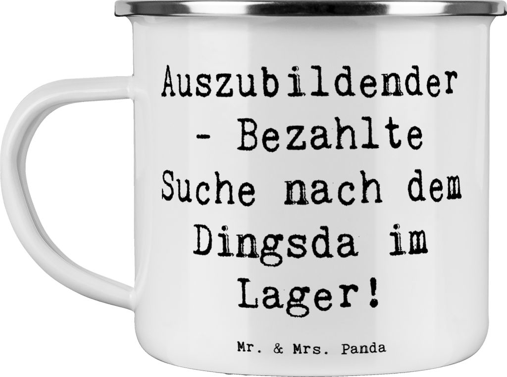 Mr. & Mrs. Panda Teetasse Spruch Auszubildender Abenteuer - Weiß - Geschenk, kreative Geschenke, humorvoller, Berufsprodukte, Emaille Tasse, Teebe...
