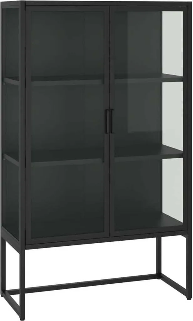 Meuble de salon haut noir pour vaisselle et décoration 80x35x135 cm