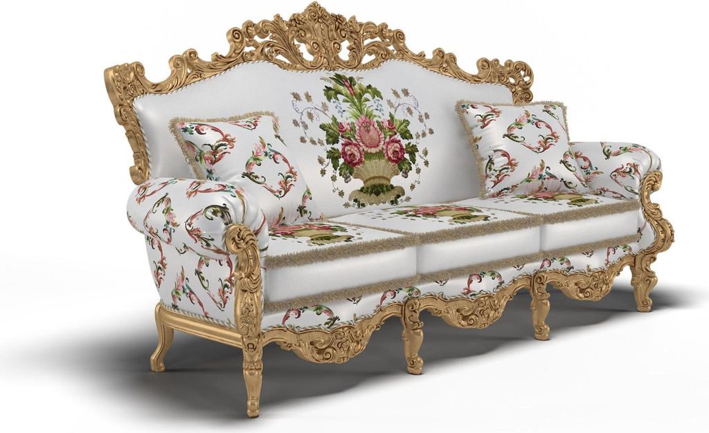 Klassisch Design Polster Luxus Sitz Sofa Couch Samt Textil 3 Sitzer Neu Möbel