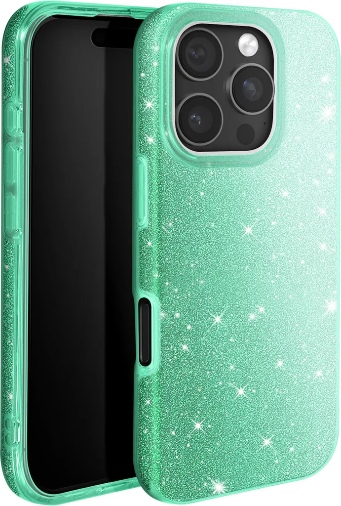 Cover Glitter iPhone 16 Pro Avizar Verde - Resistente e Facile da Impugnare