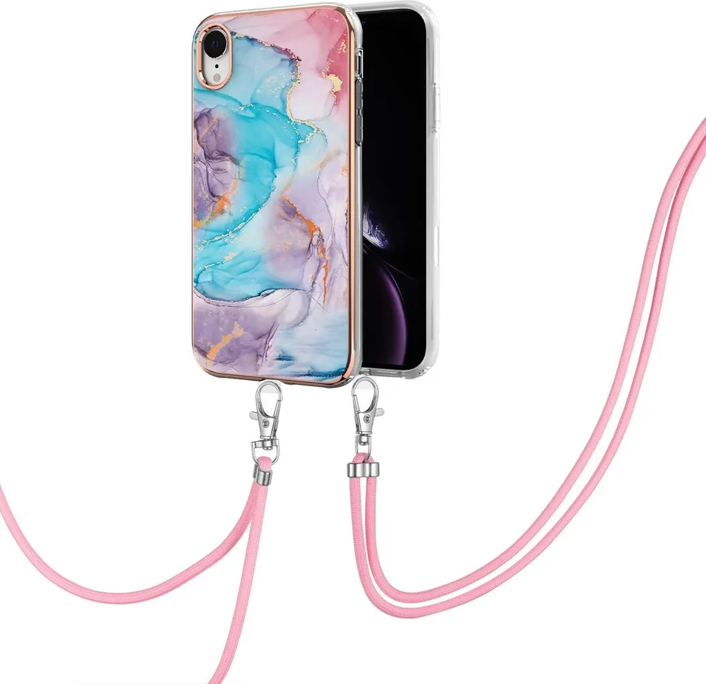 Cover iPhone XR Blu con Tracolla - Custodia TPU Fashion Fantasia