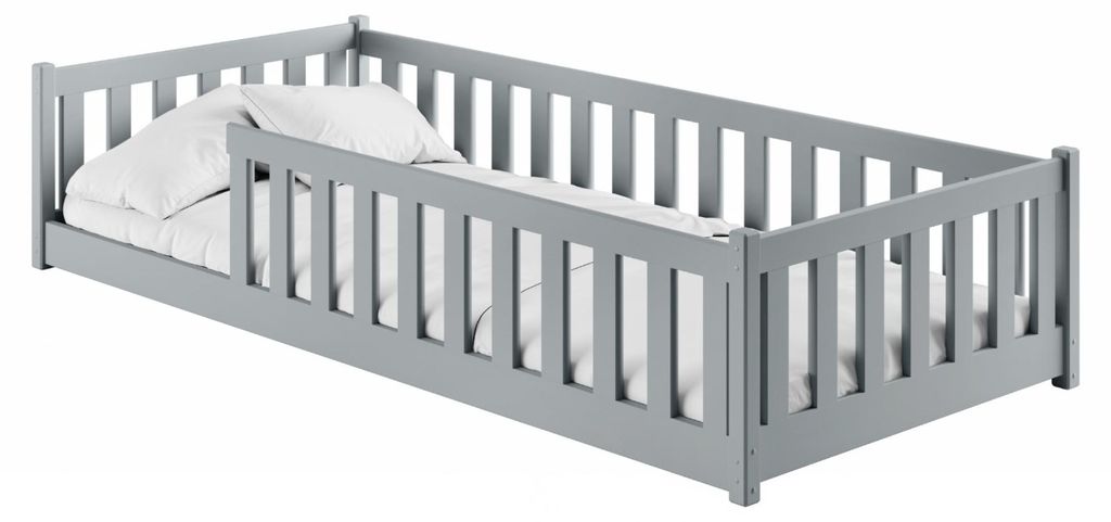 Kinderbett Bodenbett 90x200 cm mit Rausfallschutz, Matratze Produktbild 