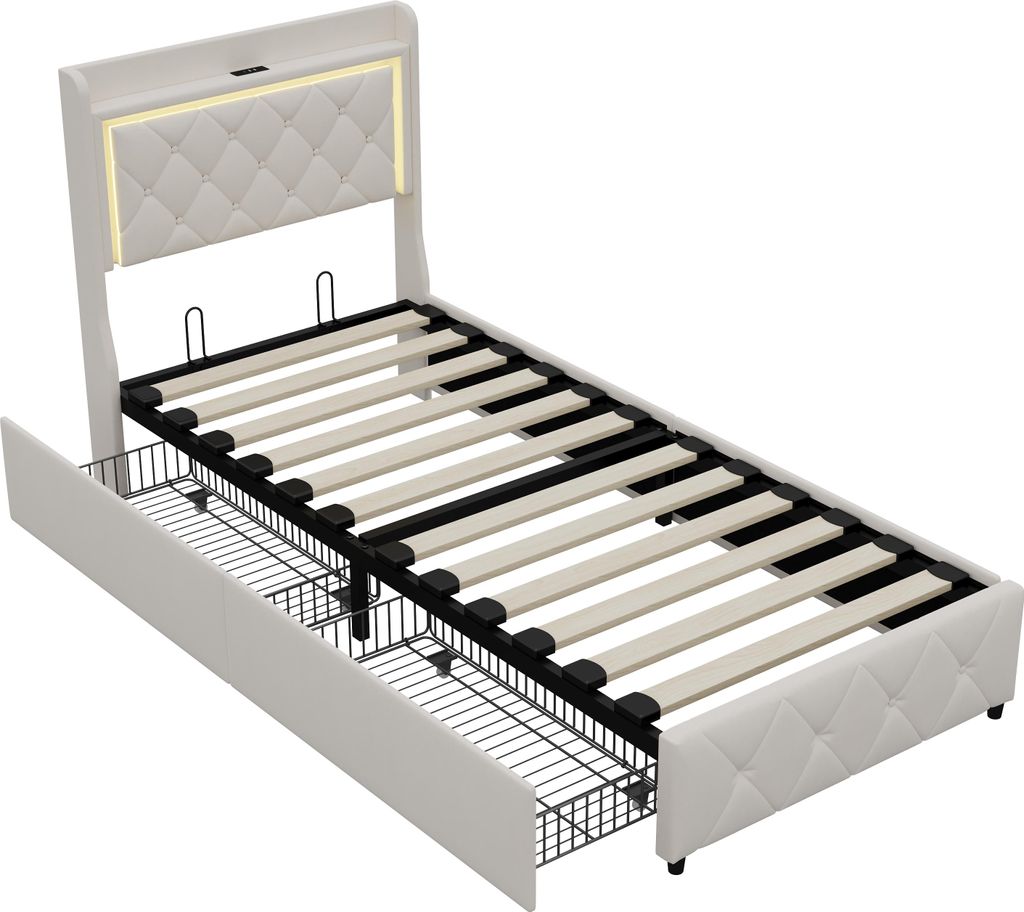 Letto imbottito Fortuna Lai 90x200 cm, letto per bambini Immagine del prodotto 