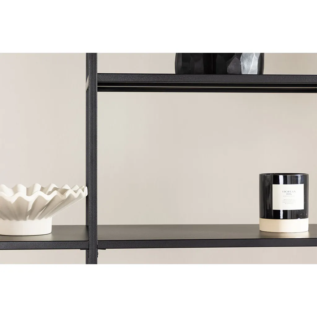 Bibliothèque ElAlto noire 6 étagères - Meuble de rangement robuste 180cm - 6
