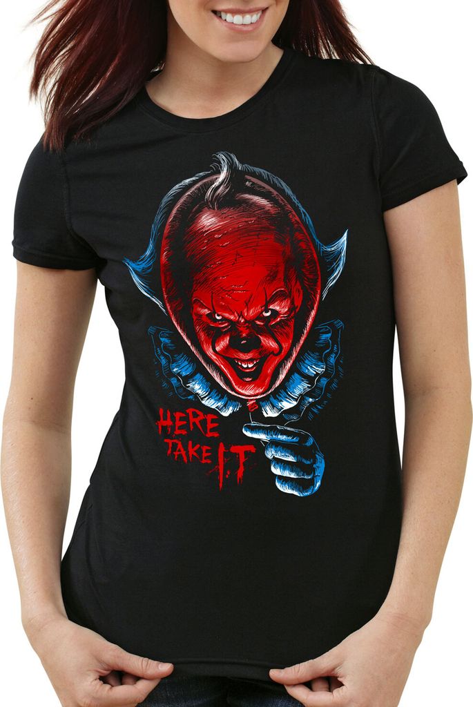 style3 Nimm ES Damen T-Shirt pennywise clown horror, Größe:2XL