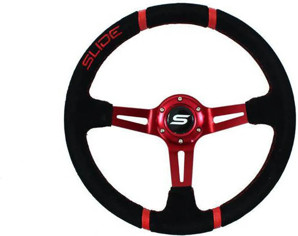 Guidon SLIDE 350 mm avec déport 90 mm en daim rouge pour rallye